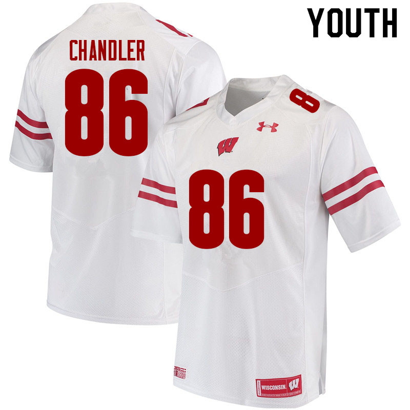 Youth #86 Devin Chandler Wisconsin Badgers College Football Jerseys Sale-White - Click Image to Close